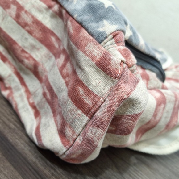 American Flag Canvas Backpack Distressed Stars Stripes Patriotic Vintage Grunge - Picture 9 of 12